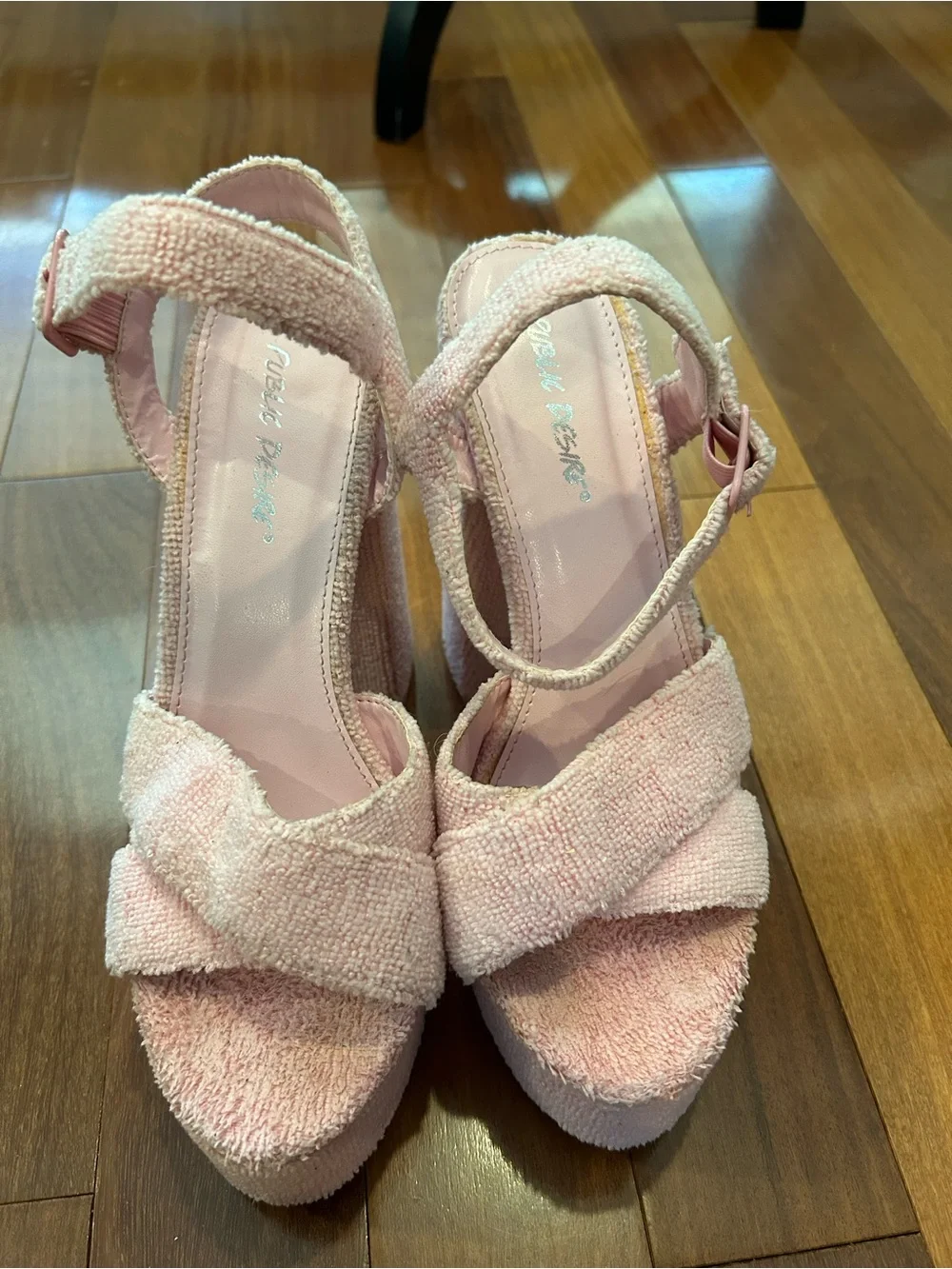 Public Desire Pink Terrycloth Platform Block Heels